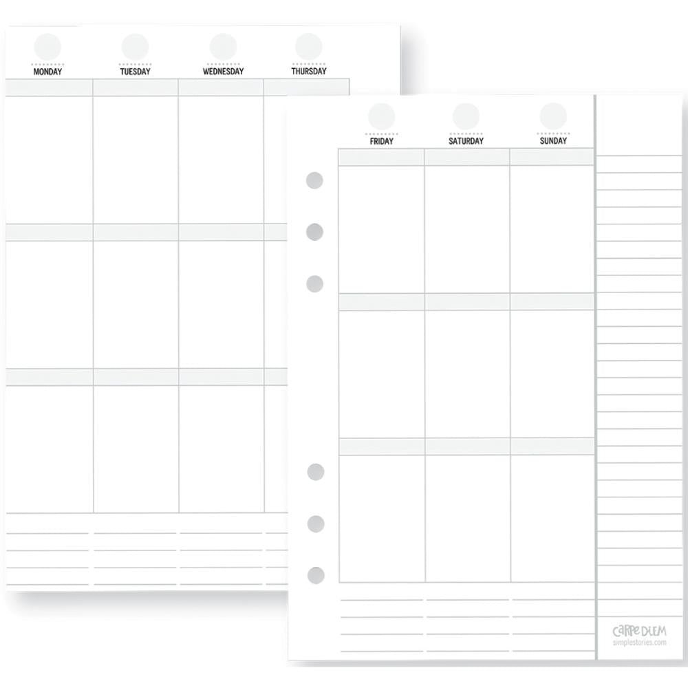 Carpe Diem Vertical Weekly A5 Inserts