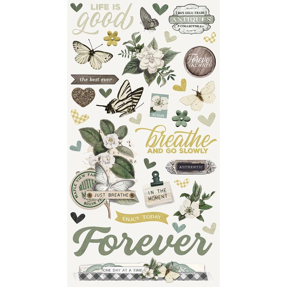 Simple Vintage Weathered Chipboard Stickers 6"X12"