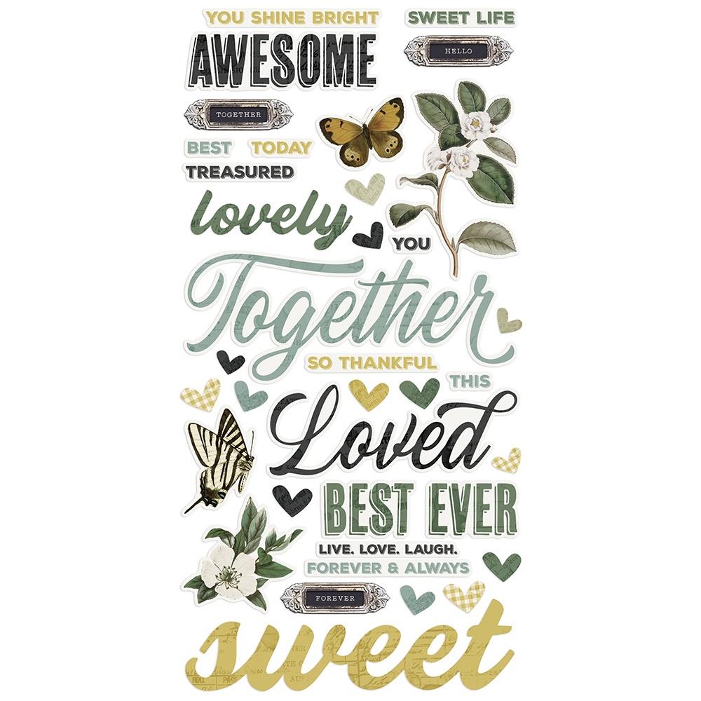 Simple Vintage Weathered Garden Foam Stickers 66/Pkg