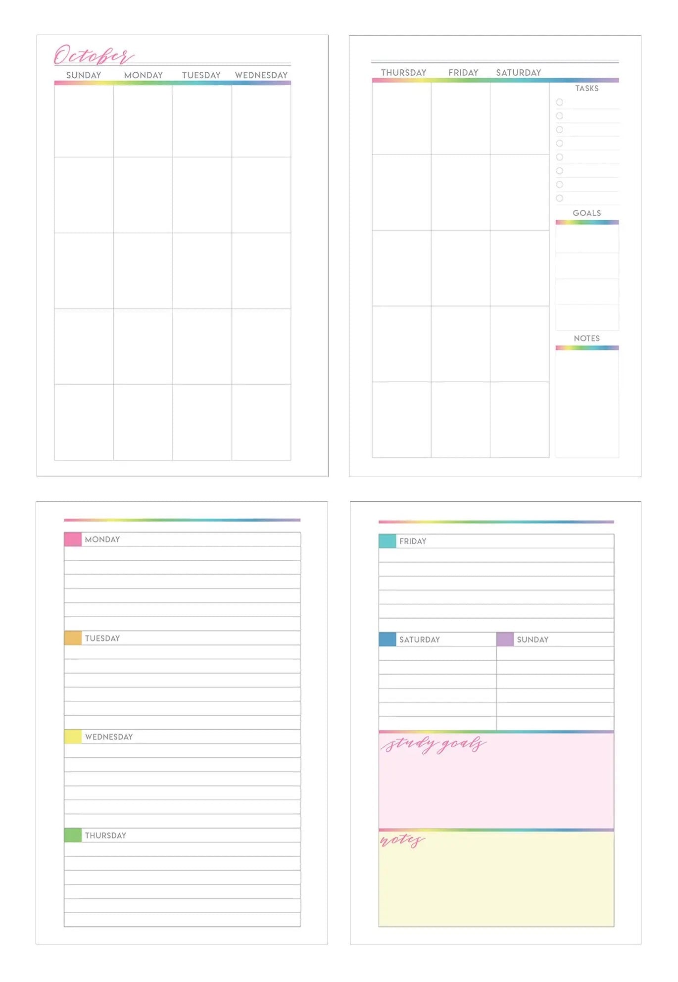 Student Mini 12 Month Undated Planner