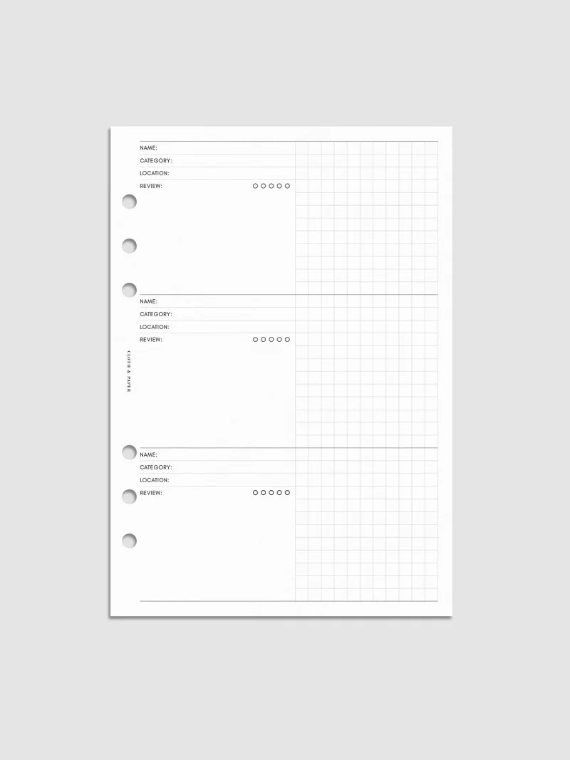 Experience Tracker Inserts - A5