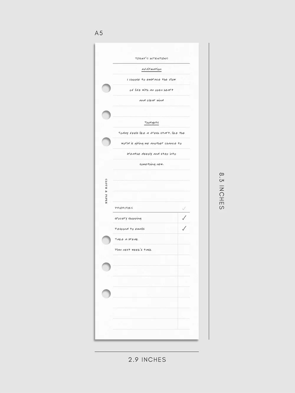 Half Page Ritual Planner Inserts - Personal