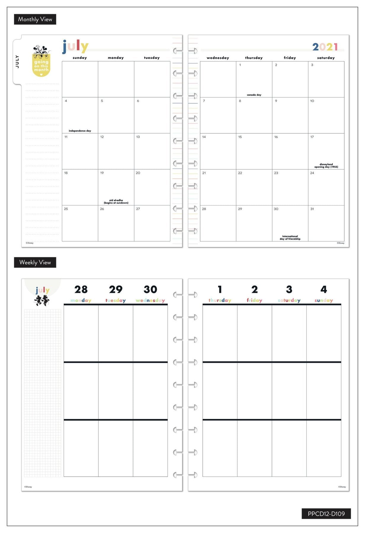 2021 Disney © Mickey Mouse & Minnie Mouse Joy Classic Vertical Happy Planner - 12 Months