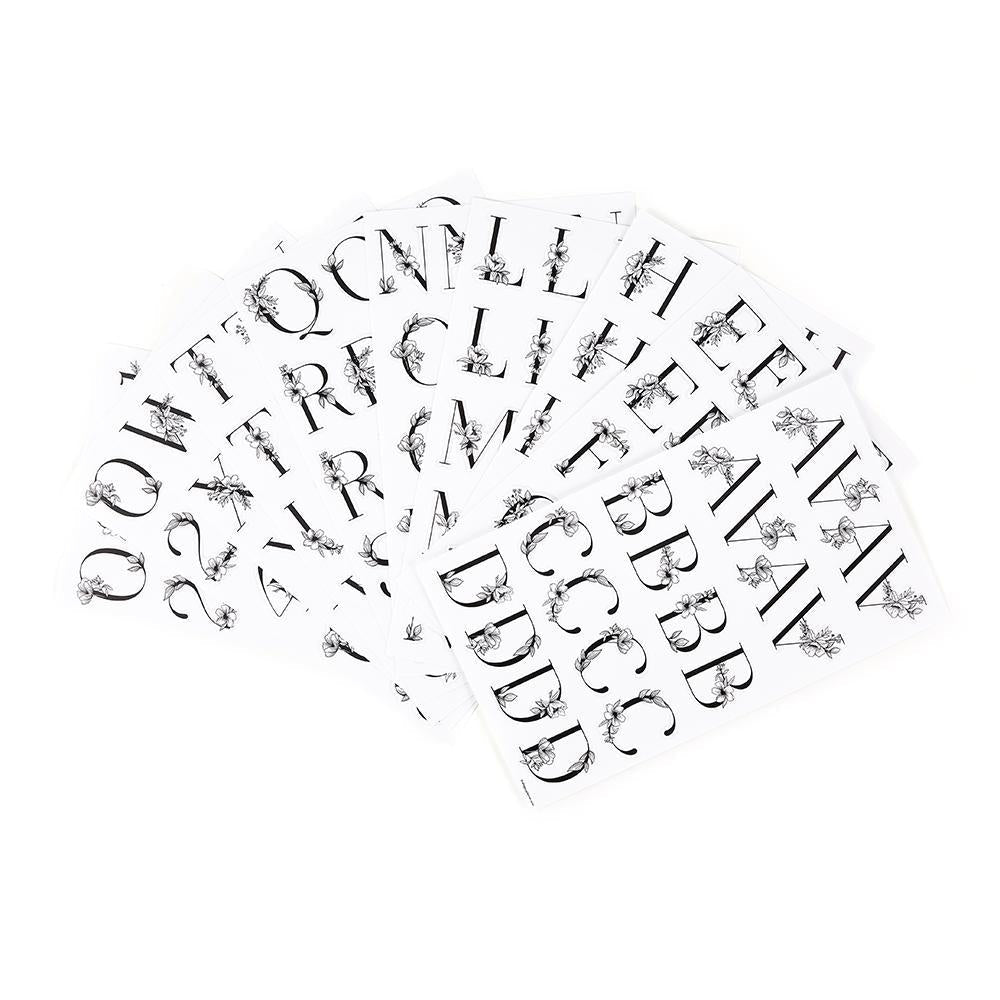 Sophisticated Florals Black Alphabet Stickers