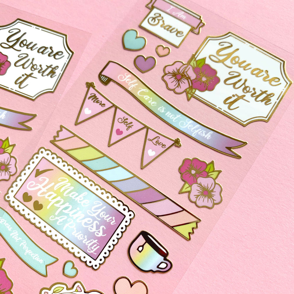 Self Care Faux Enamel Sticker